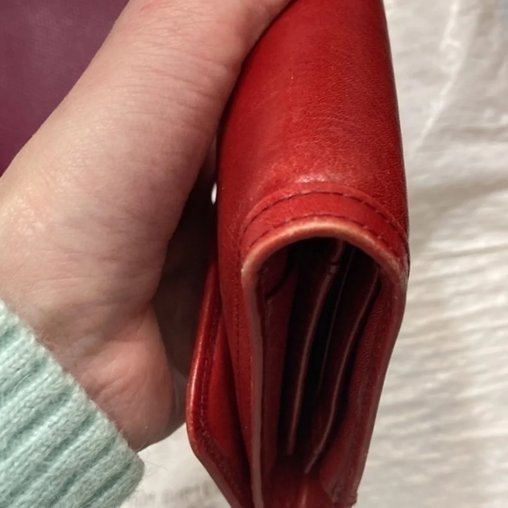 Bosca red leather checkbook wallet